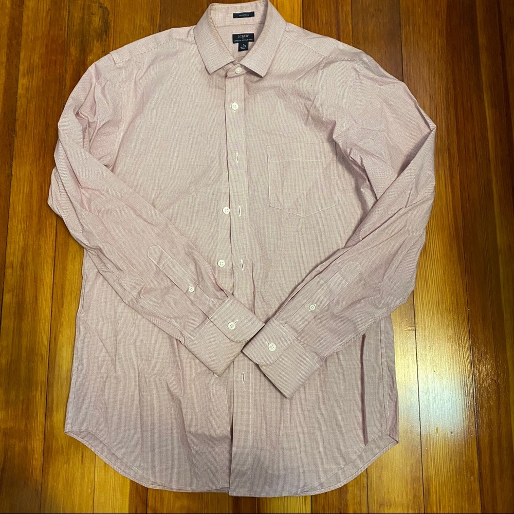 J crew red and white button down
